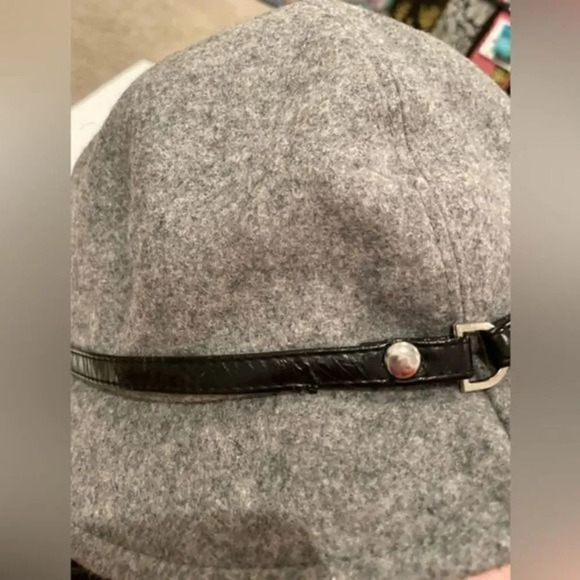 VINTAGE WOOL FELT FEDORA VINTAGE CLOCHE BUCKET HAT GREY W BLACK ACCENT BAND… - Picture 3 of 9